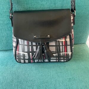 Vera Bradley Black and Red Crossbody Bag with Plaid Design
